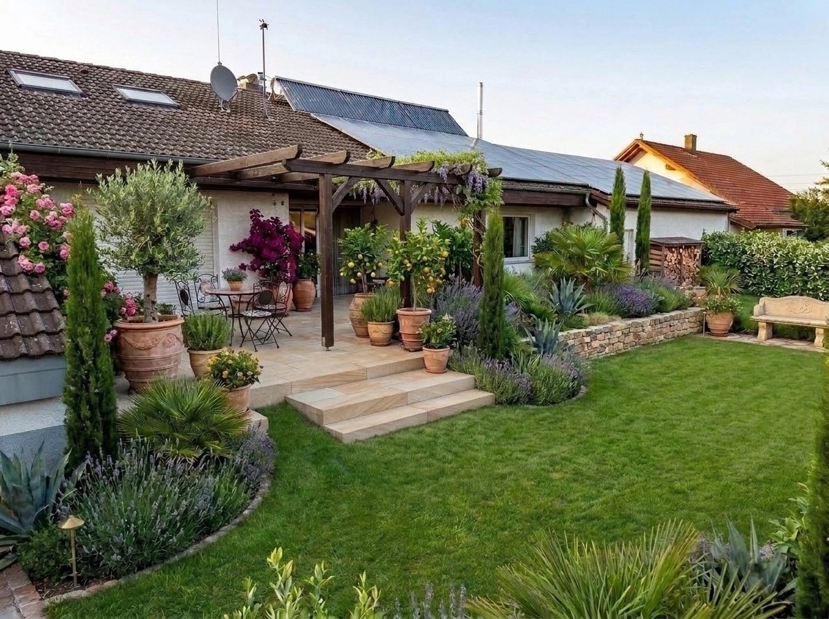 Landscape design in Mediterranean Yard style — Yard by GenRoom AI