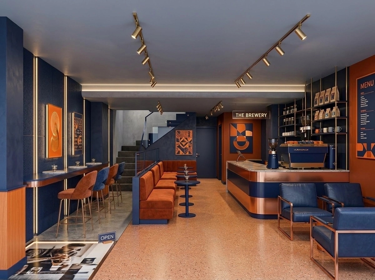 Interior design in Contemporary style — coffee_shop by GenRoom AI