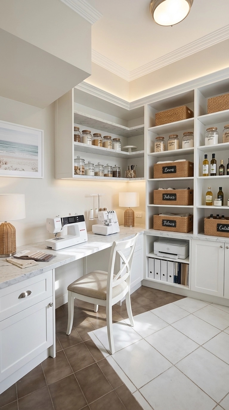 Interior design in Coastal / Hamptons style — pantry by GenRoom AI