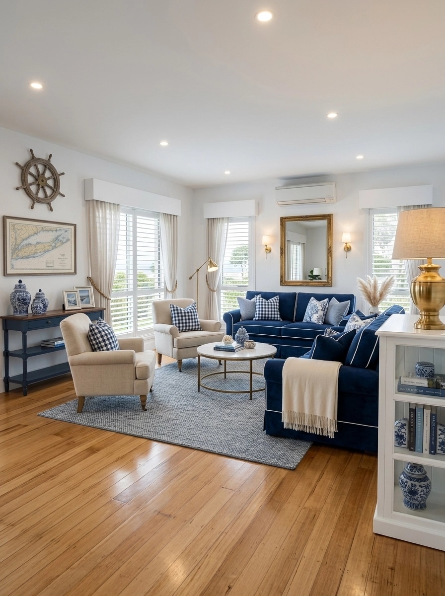 Interior design in Coastal / Hamptons style — Living Room by GenRoom AI