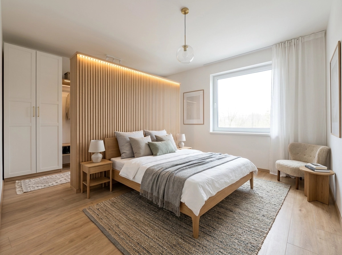 Scandinavian Bedroom design — interior photo by GenRoom AI