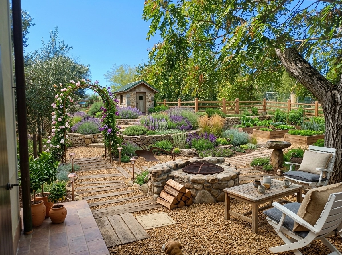 Country Rustic Garden Yard design — yard photo by GenRoom AI