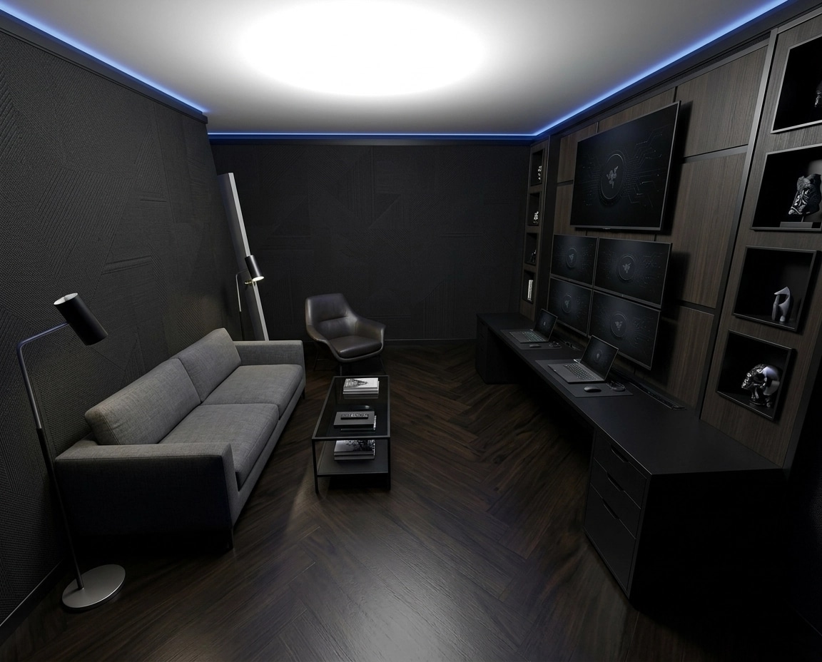 Blacktec Living Room design — interior photo by GenRoom AI