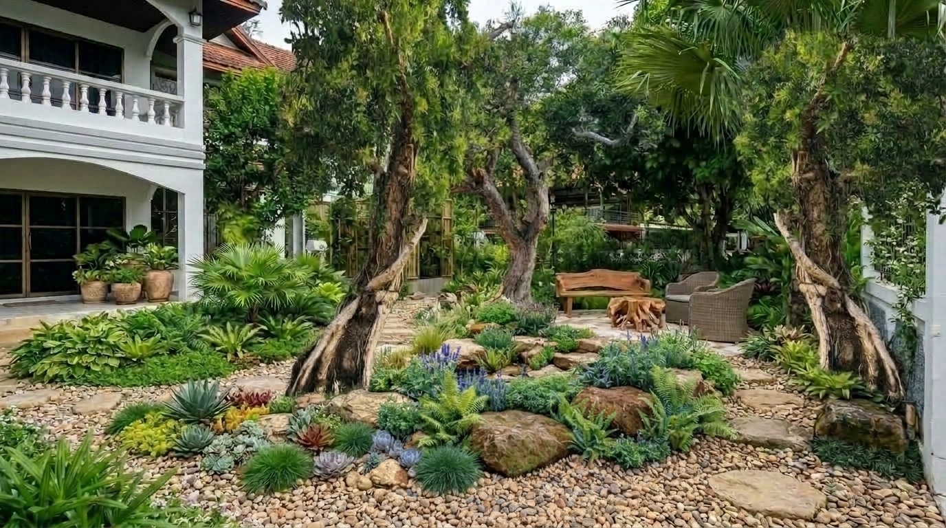 Landscape design in Eco Natural Garden style — Yard by GenRoom AI