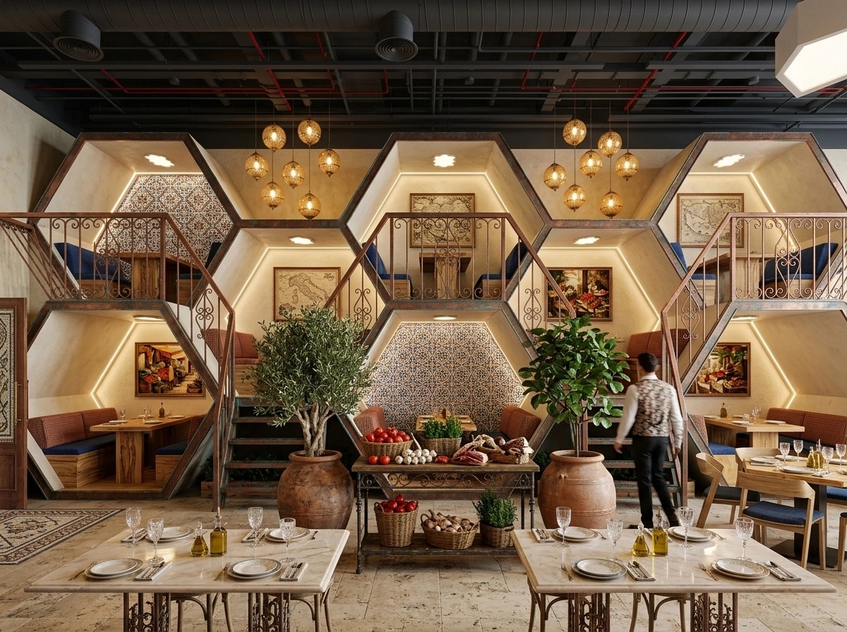Interior design in Mediterranean style — restaurant by GenRoom AI