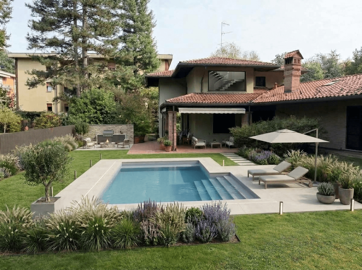 Design paysager en style Contemporary Yard — Jardin par GenRoom AI