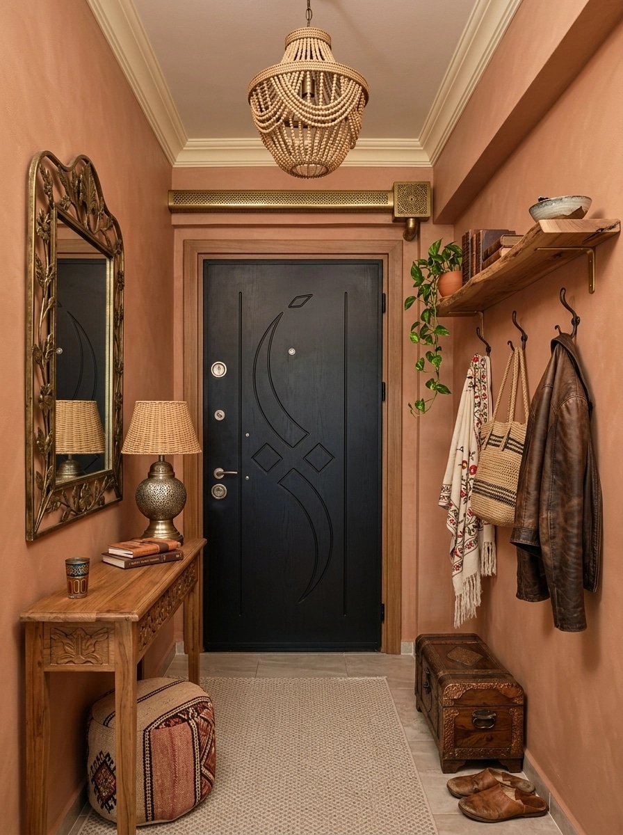 Hallway interior in Bohemian style — photo by GenRoom AI