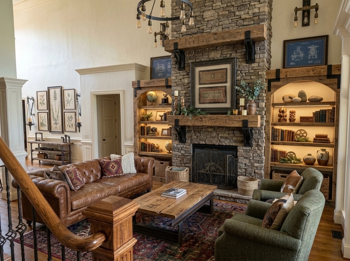 Rustic Mehmonxona design — interior photo by GenRoom AI
