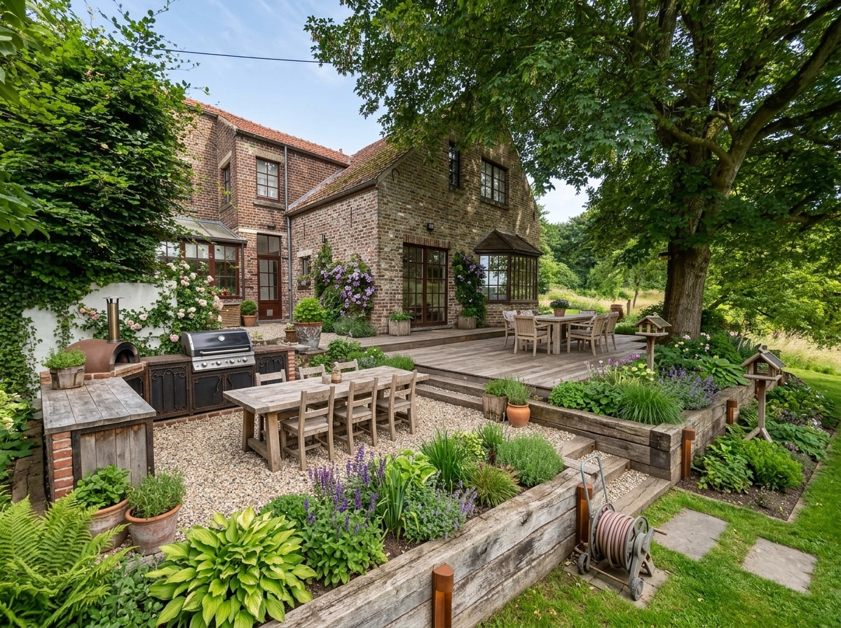 Country Rustic Garden Yard design — yard photo by GenRoom AI