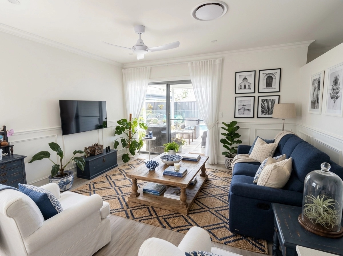 Interior design in Coastal / Hamptons style — Living Room by GenRoom AI