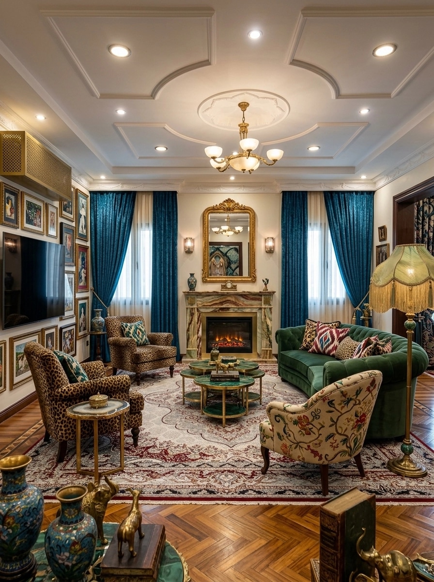 Maximalist Living Room design — interior photo by GenRoom AI