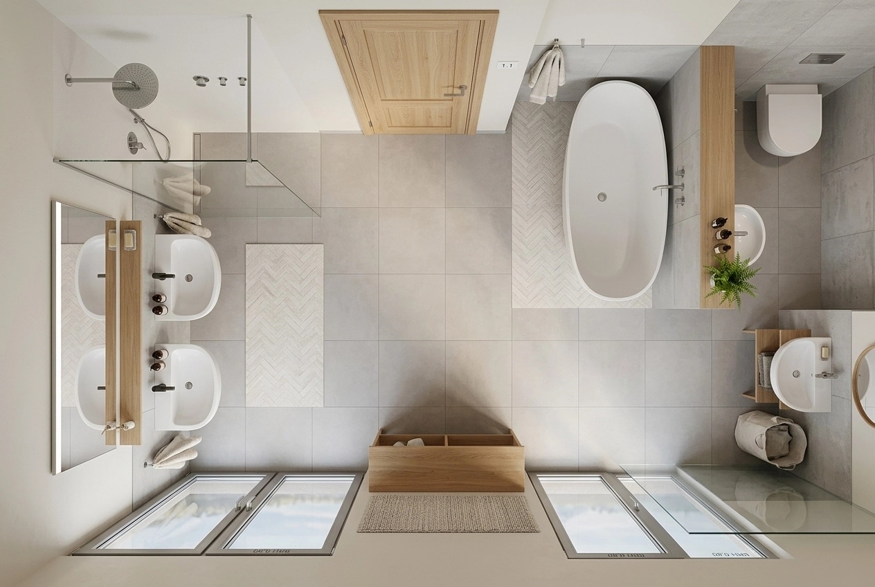Scandinavian Bathroom design — interior photo by GenRoom AI