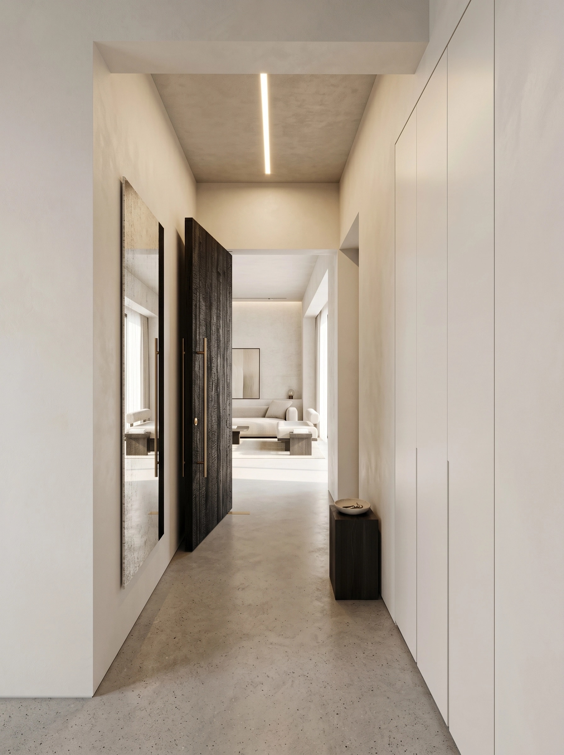 Hallway interior in Minimalism style — photo by GenRoom AI
