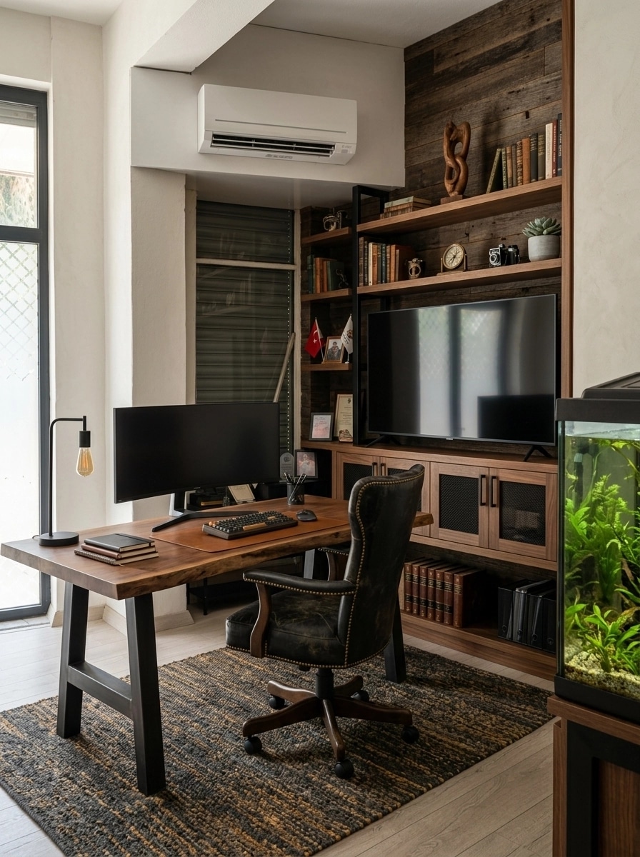 Office interior in Rustic style — photo by GenRoom AI