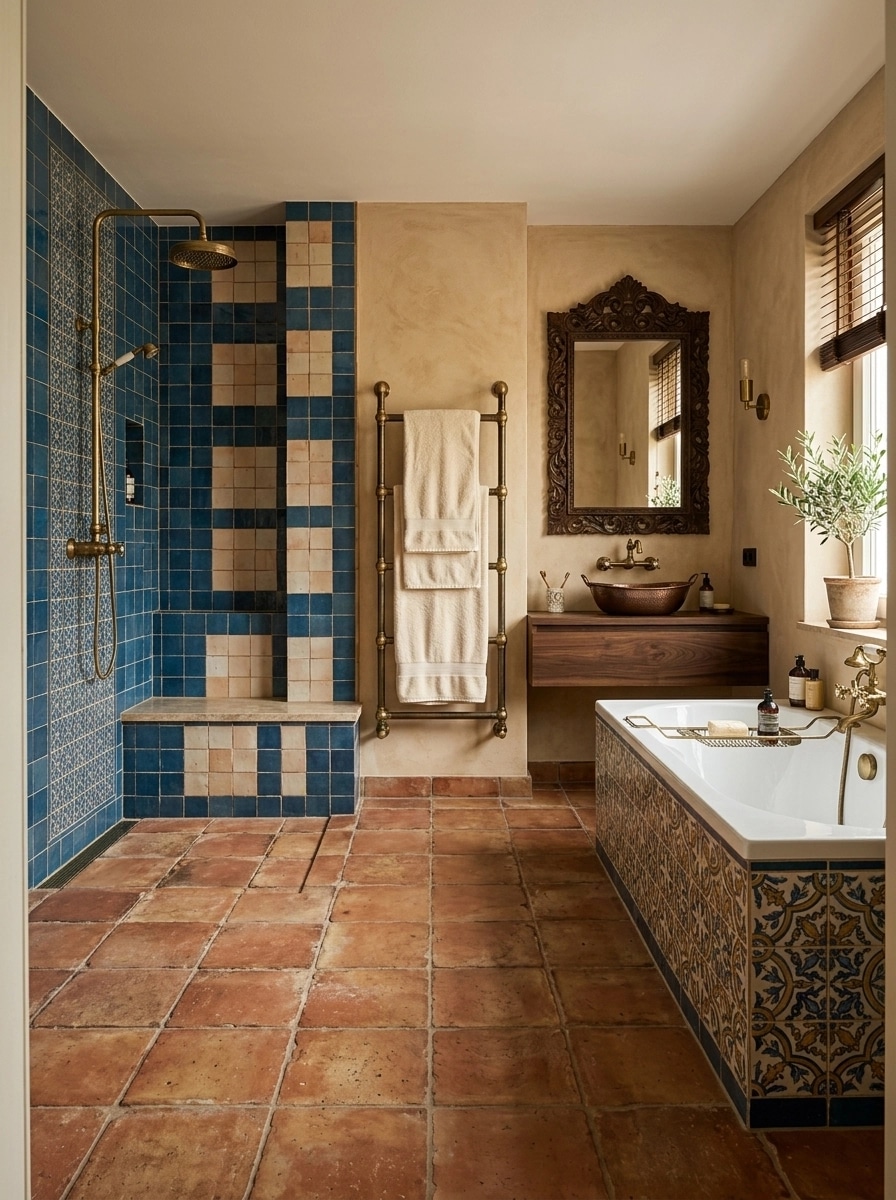 Bathroom interior in Mediterranean style — photo by GenRoom AI