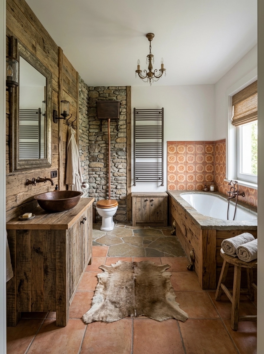 Bathroom interior in Rustic style — photo by GenRoom AI