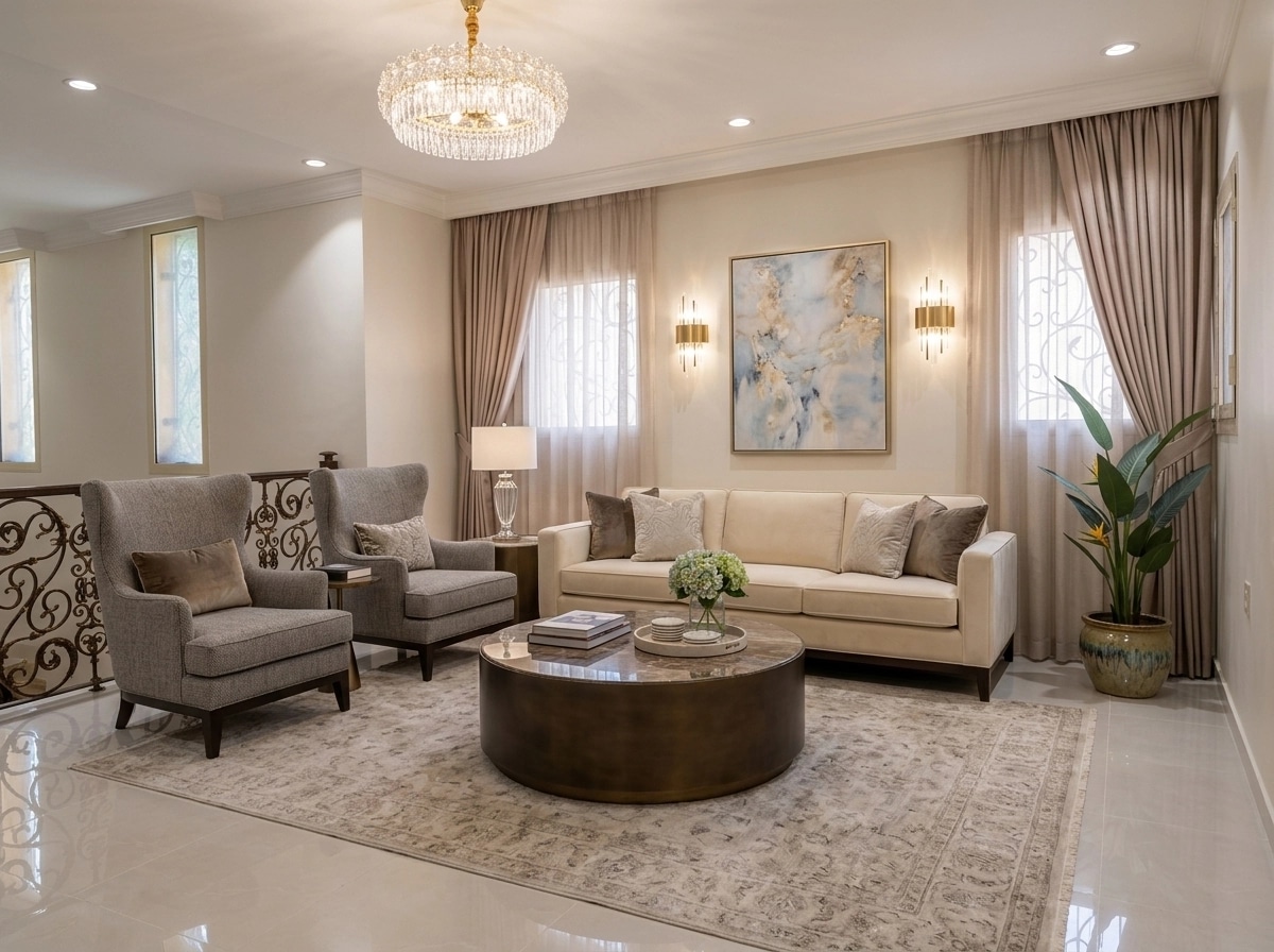 Transitional Living Room design — interior photo by GenRoom AI