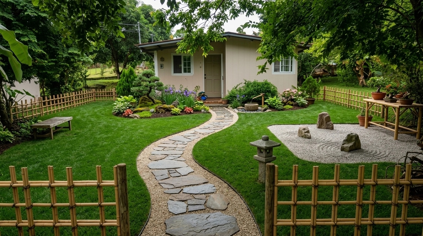 Design paysager en style Japanese Garden — Jardin par GenRoom AI