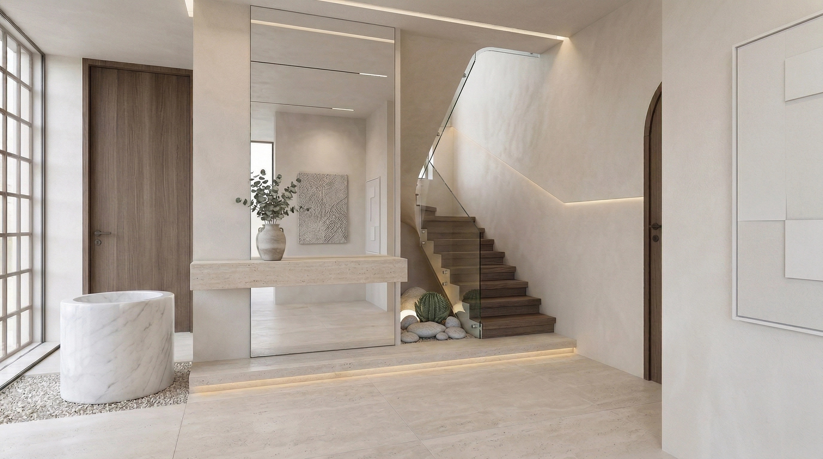 Hallway interior in Minimalism style — photo by GenRoom AI