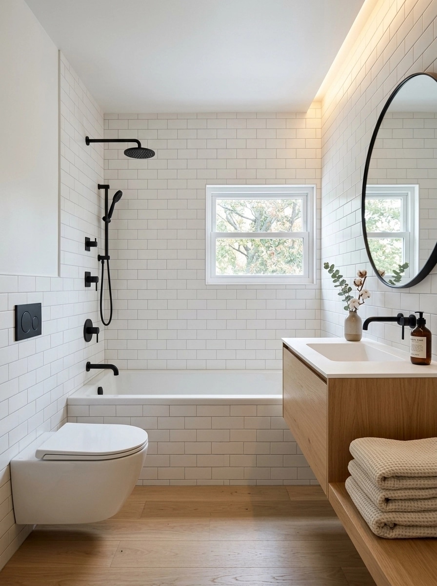 Bathroom interior in Scandinavian style — photo by GenRoom AI