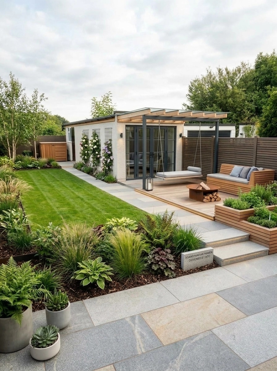 Landscape design in Scandinavian Garden style — Yard by GenRoom AI