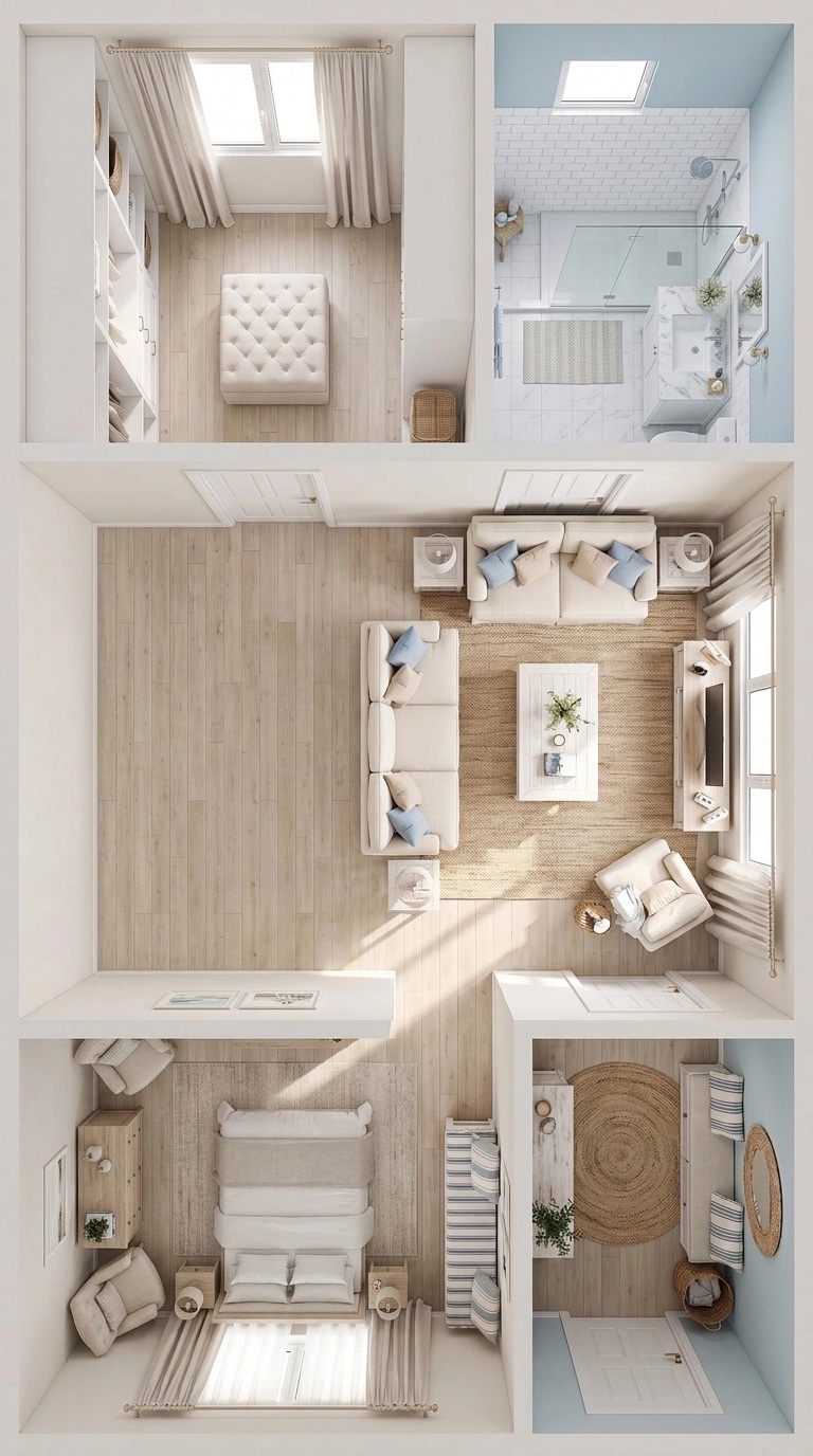 Interior design in Coastal / Hamptons style — Living Room by GenRoom AI