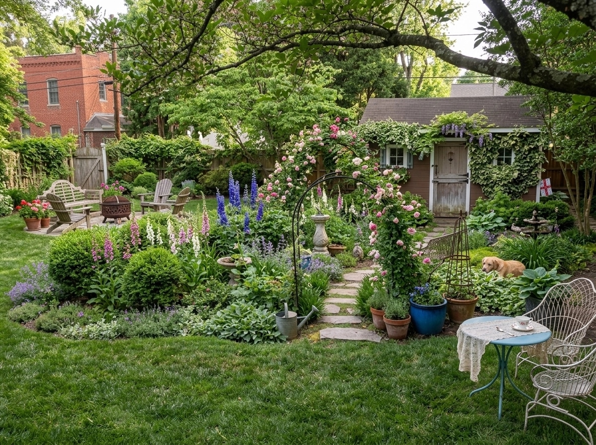 Landskapsdesign i stilen English Cottage Garden — Trädgård av GenRoom AI