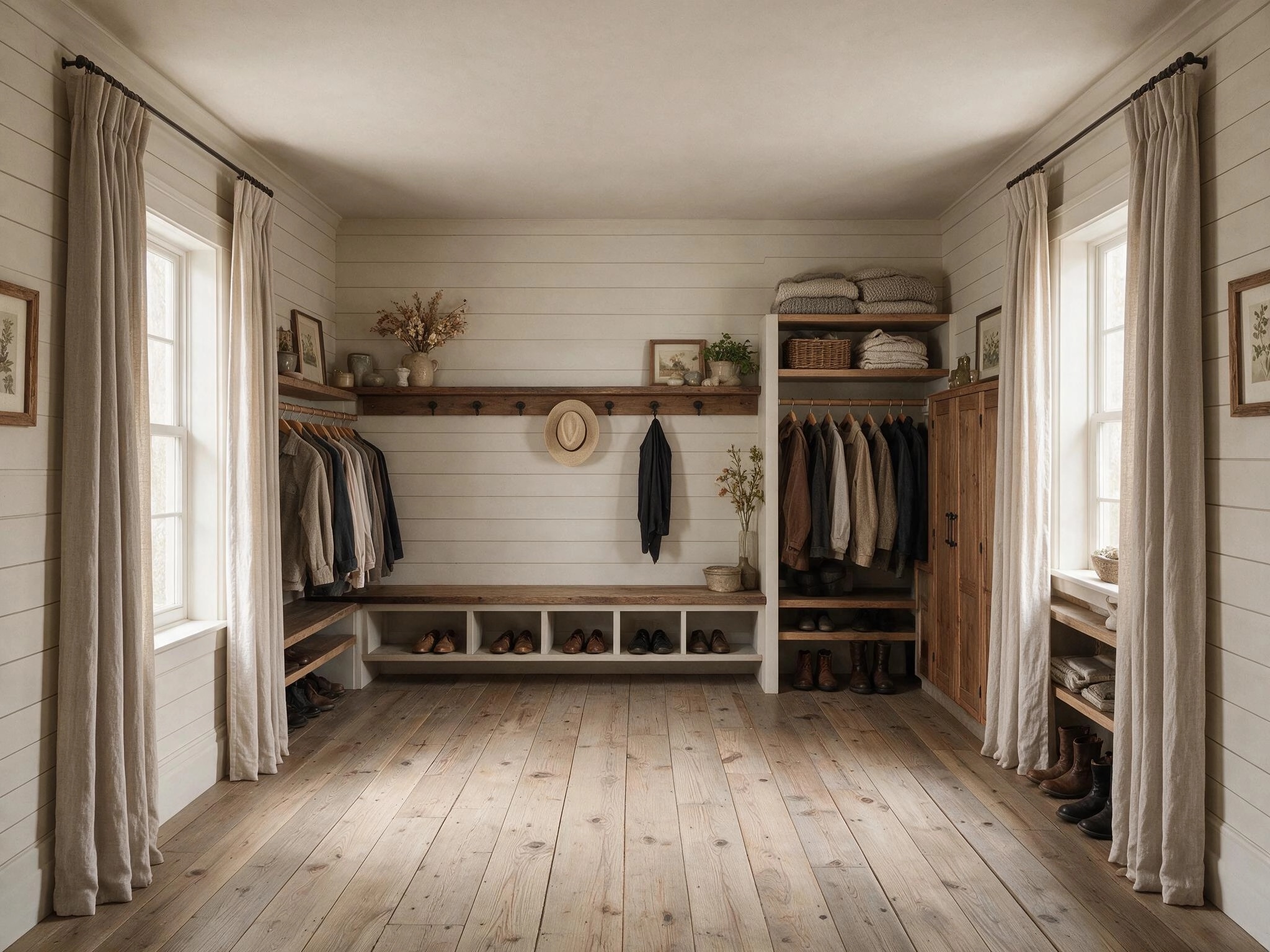 Interior design in Modern Farmhouse style — wardrobe by GenRoom AI