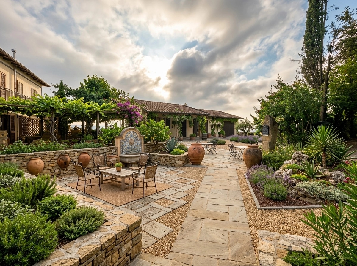 Landscape design in Mediterranean Yard style — Yard by GenRoom AI