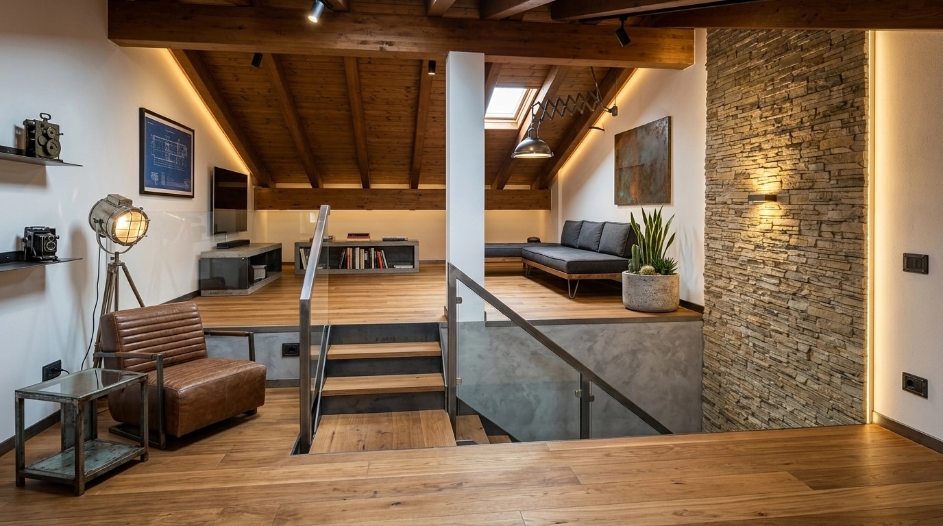 Interior design in Loft / Industrial style — attic by GenRoom AI
