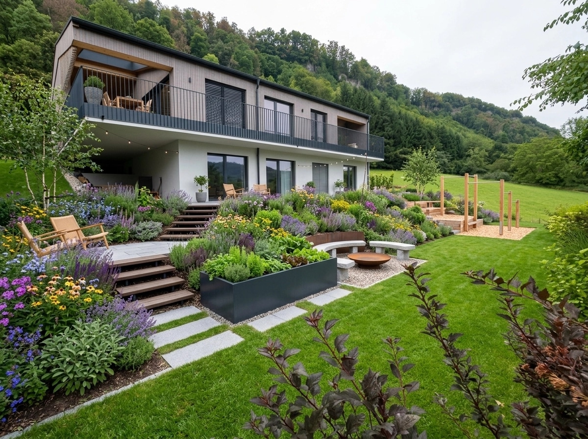 Landscape design in Scandinavian Garden style — Yard by GenRoom AI
