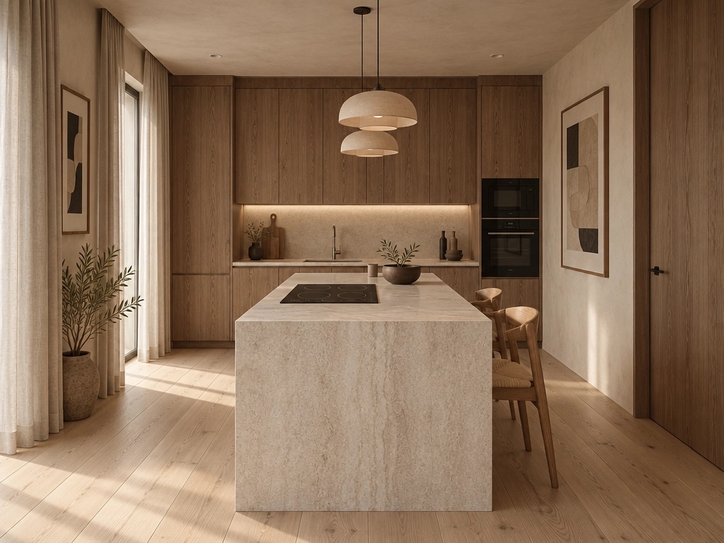 Kitchen interior in Japandi style — photo by GenRoom AI