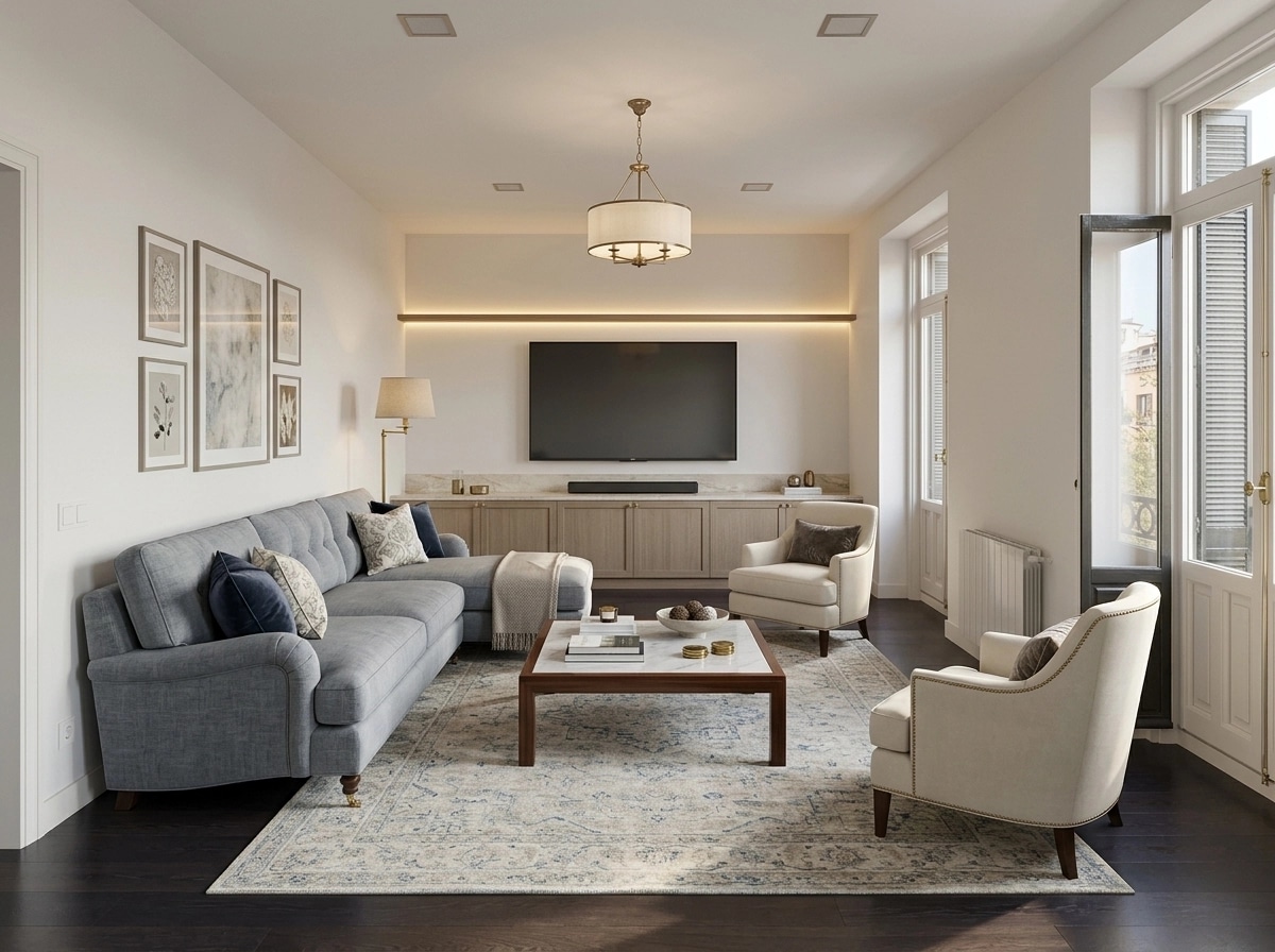 Transitional Living Room design — interior photo by GenRoom AI