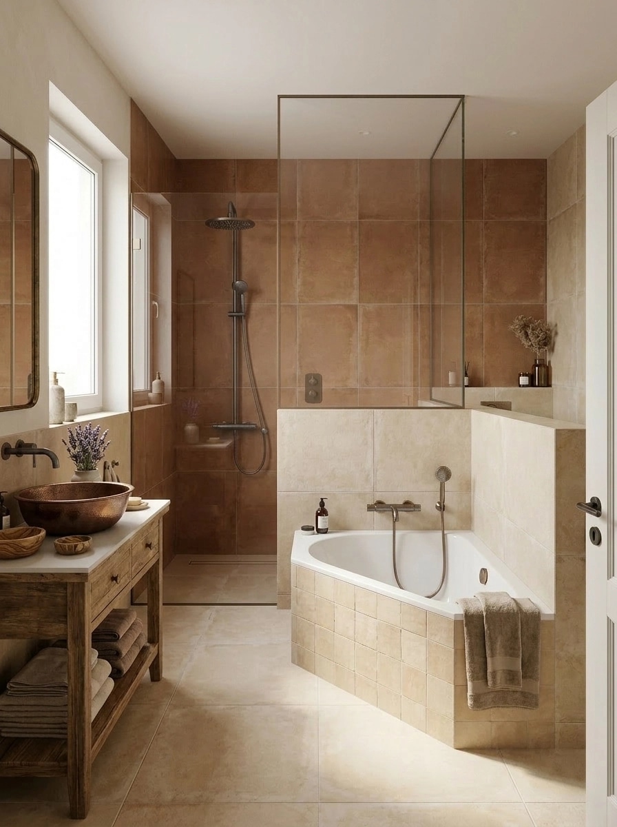 Bathroom interior in Mediterranean style — photo by GenRoom AI