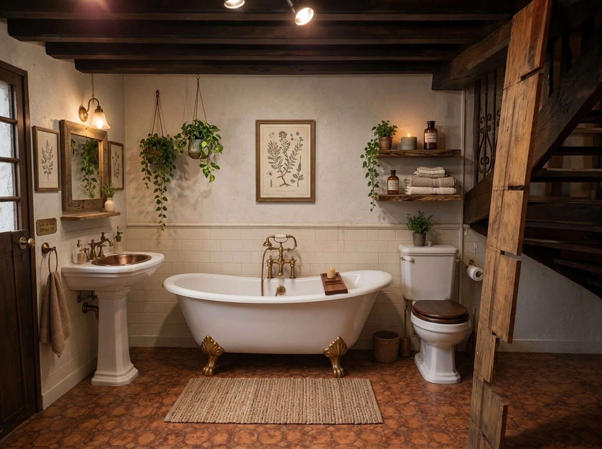 Bathroom interior in Rustic style — photo by GenRoom AI