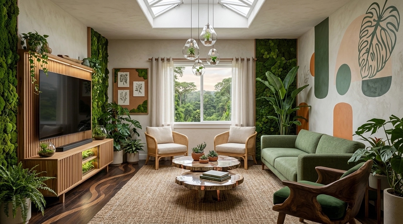 Interior design in Biophilic style — Living Room by GenRoom AI
