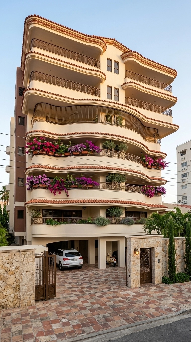 Facade design in Mediterranean Facade style — photo by GenRoom AI