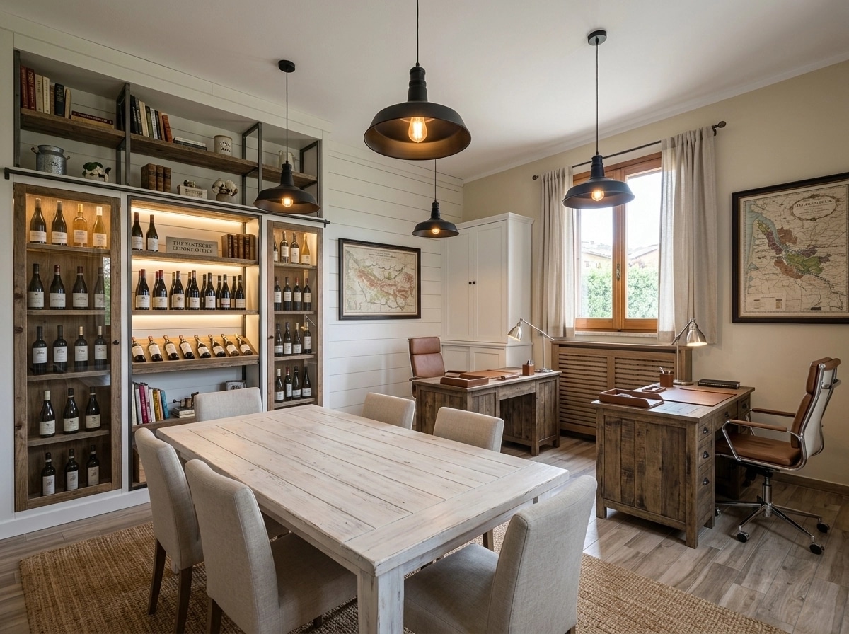 Office interior in Modern Farmhouse style — photo by GenRoom AI
