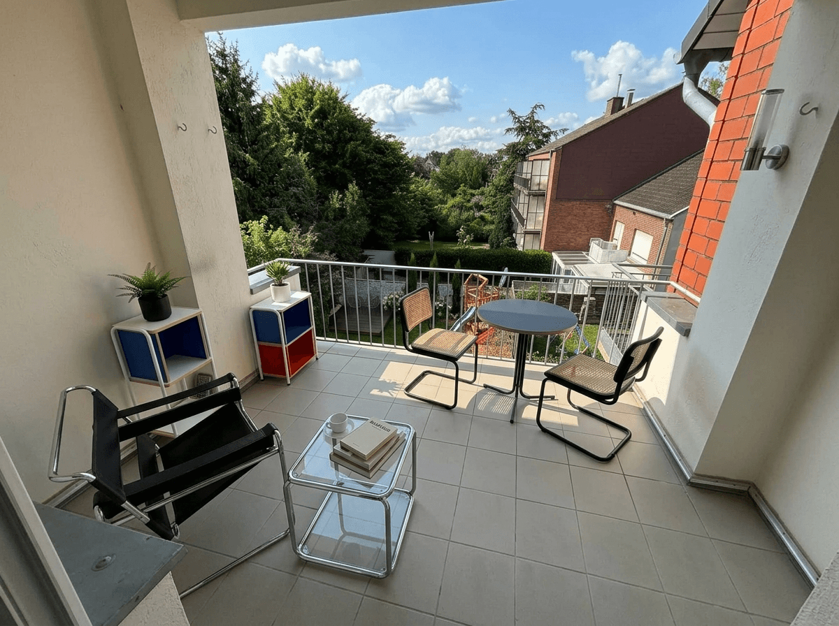 Interior design in Bauhaus style — balcony by GenRoom AI