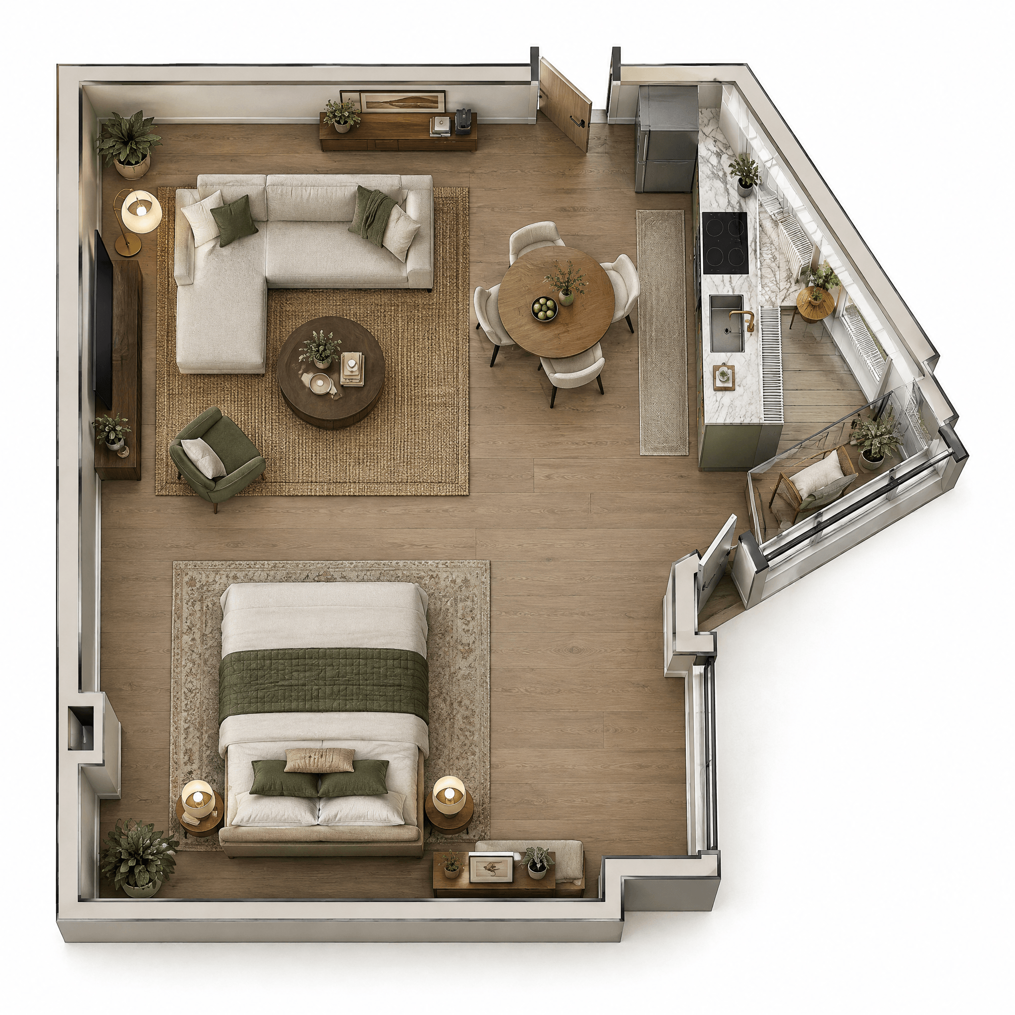 Innenraumdesign im Transitional-Stil — Wohnzimmer von GenRoom AI
