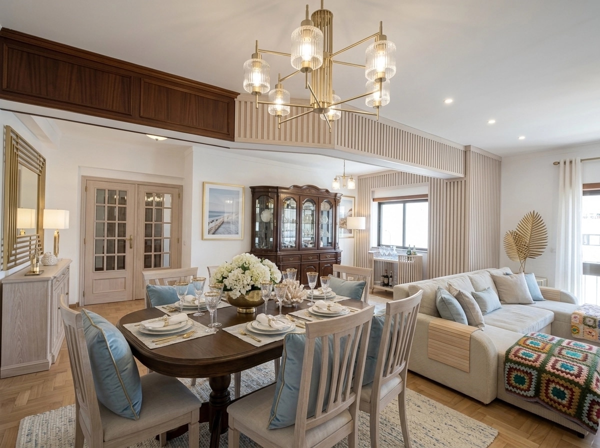 Design de interiores em estilo Coastal / Hamptons — dining_room por GenRoom AI