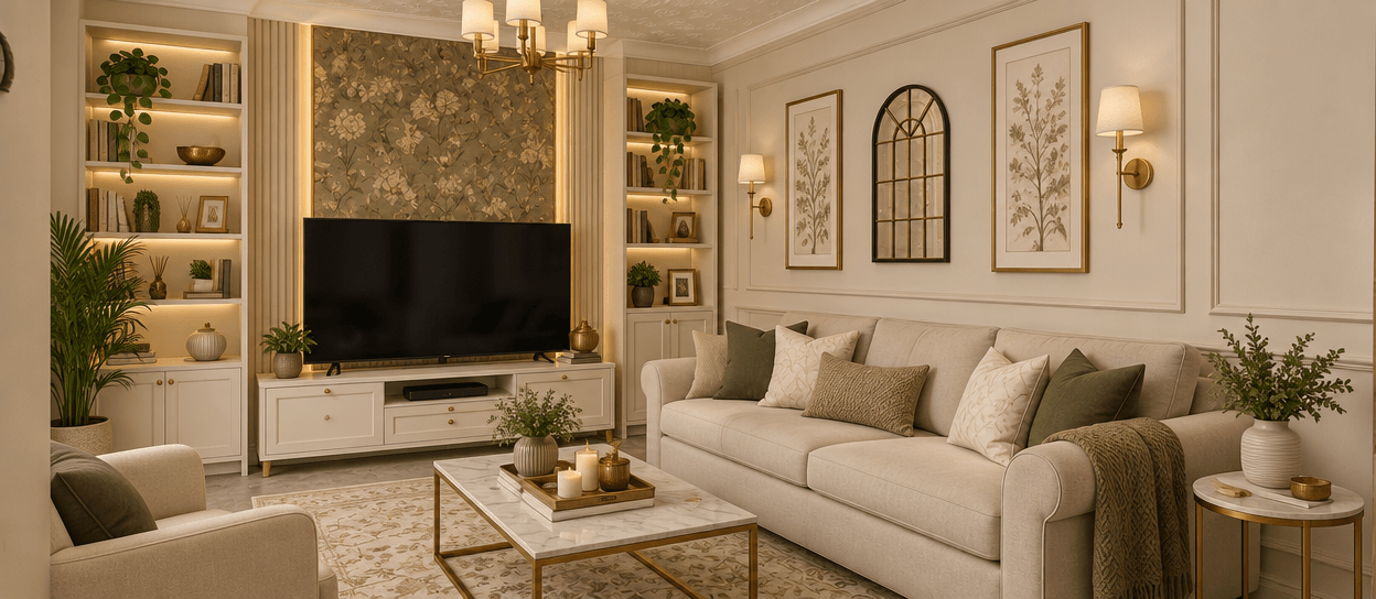 Neoclassic Soggiorno design — interior photo by GenRoom AI