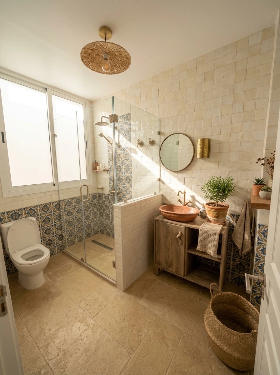 Bathroom interior in Mediterranean style — photo by GenRoom AI