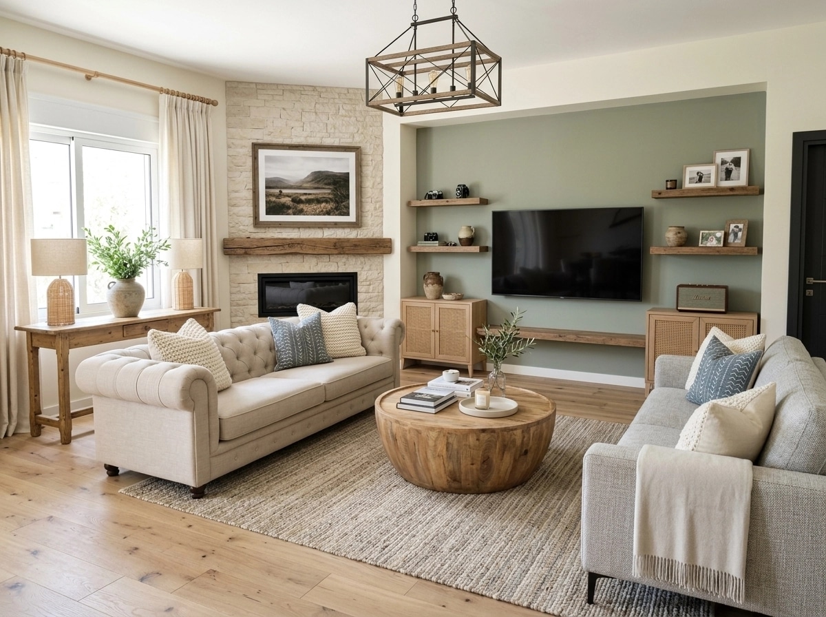 Modern Farmhouse Living Room design — interior photo by GenRoom AI