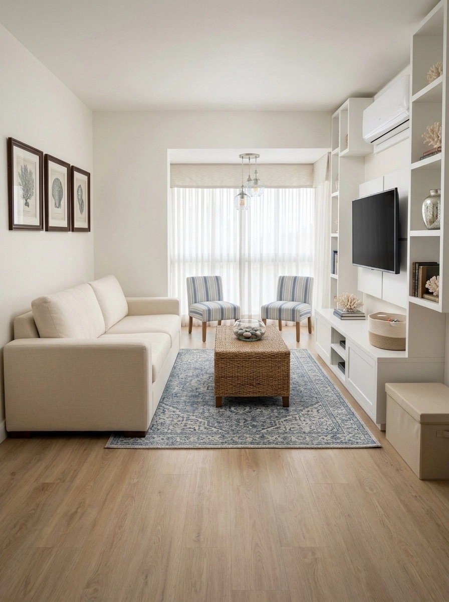 Interior design in Coastal / Hamptons style — Living Room by GenRoom AI