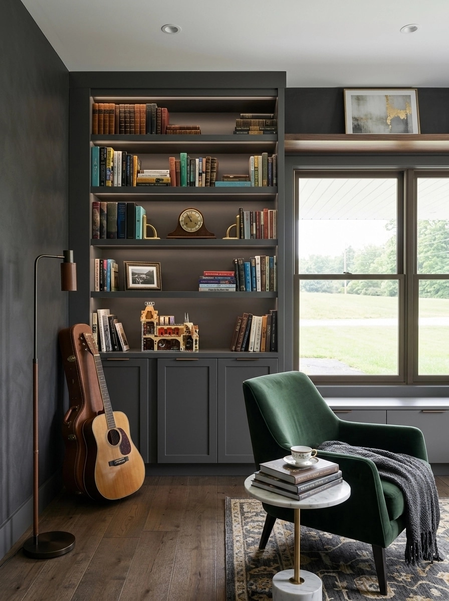 Interior design in Contemporary style — library by GenRoom AI