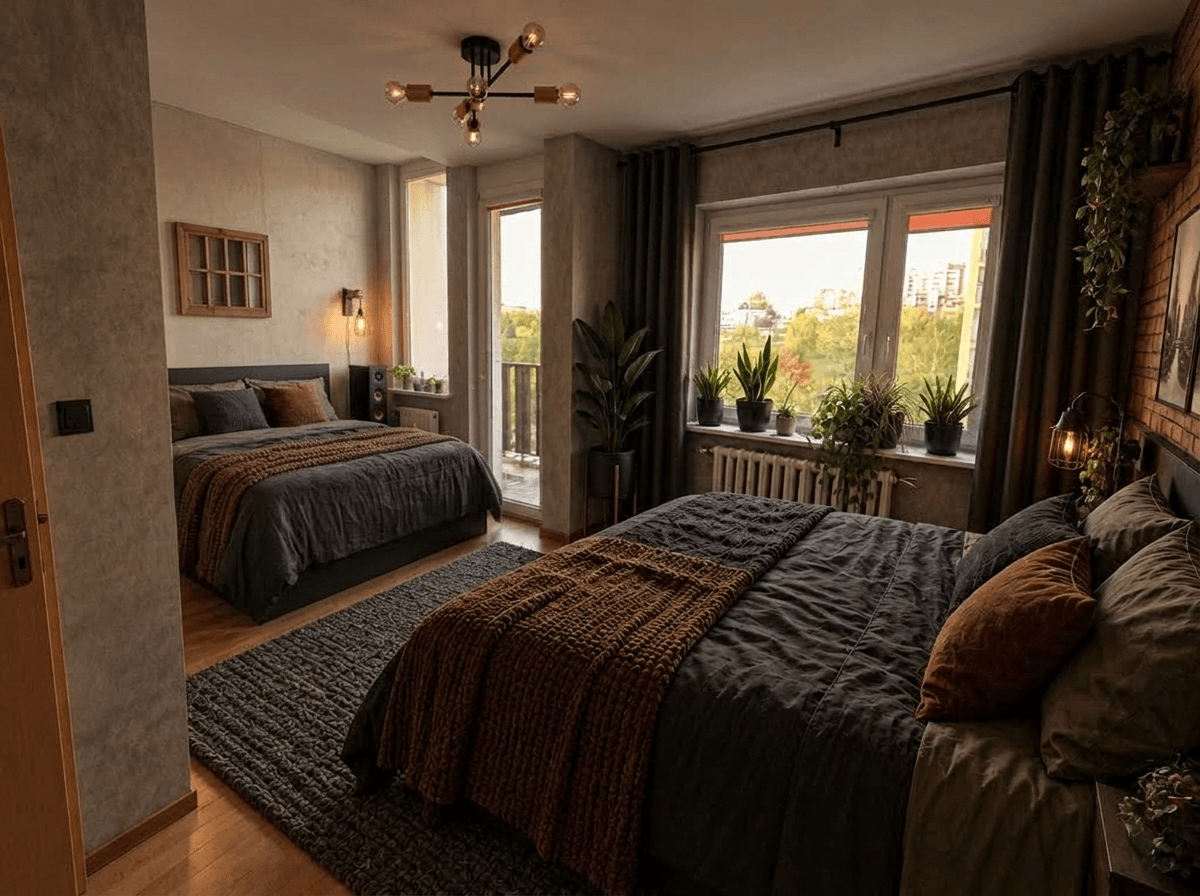 Interior design in Loft / Industrial style — Bedroom by GenRoom AI