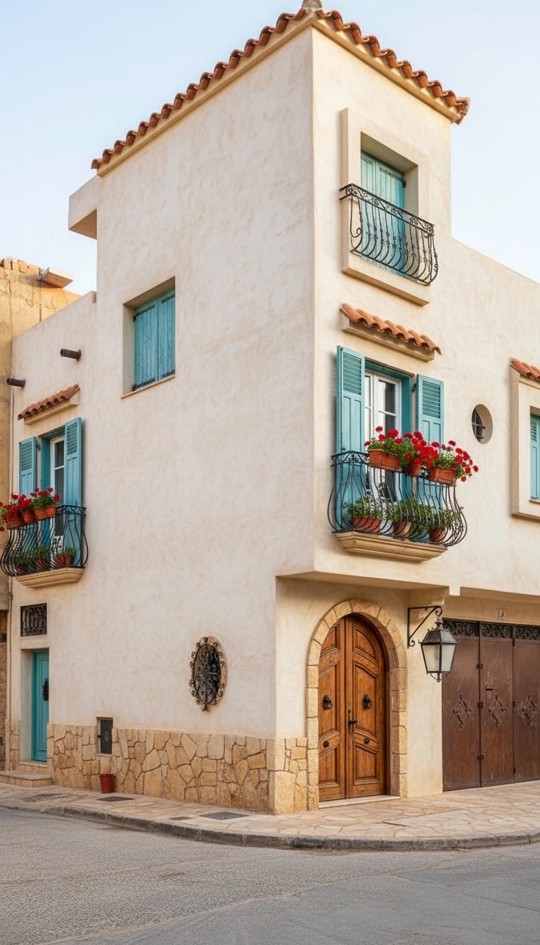 Mediterranean Facade หน้าอาคาร design — facade photo by GenRoom AI