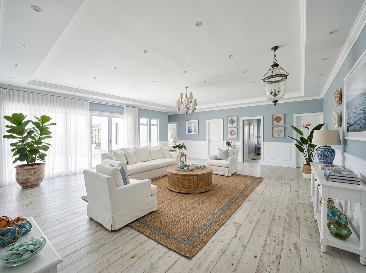 Coastal / Hamptons Sala de Estar design — interior photo by GenRoom AI