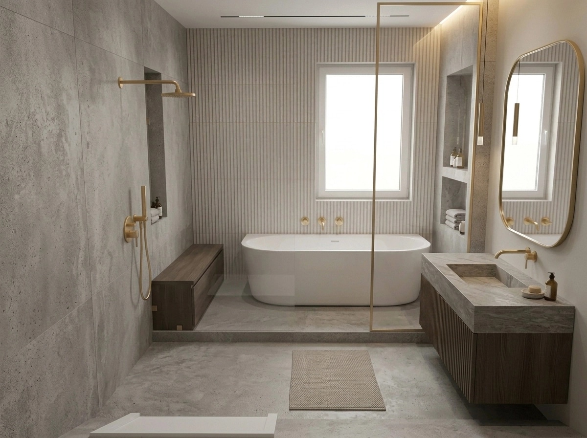 Bathroom interior in Minimalism style — photo by GenRoom AI